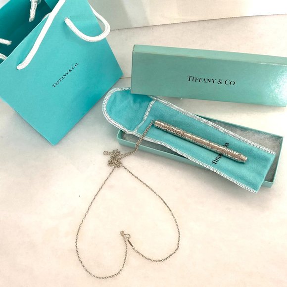 Vintage TIFFANY & CO 925 Sterling Silver Rare Ballpoint Pen with Necklace - Picture 10 of 16